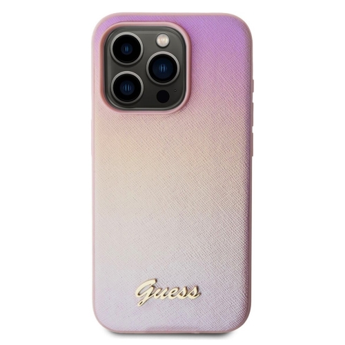 Калъф GUESS, PU Leather Iridescent Metal Script за iPhone 15 Pro, GUHCP15LPSAIRSP, Розов