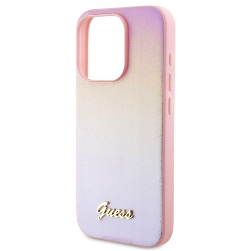 Калъф GUESS, PU Leather Iridescent Metal Script за iPhone 15 Pro, GUHCP15LPSAIRSP, Розов