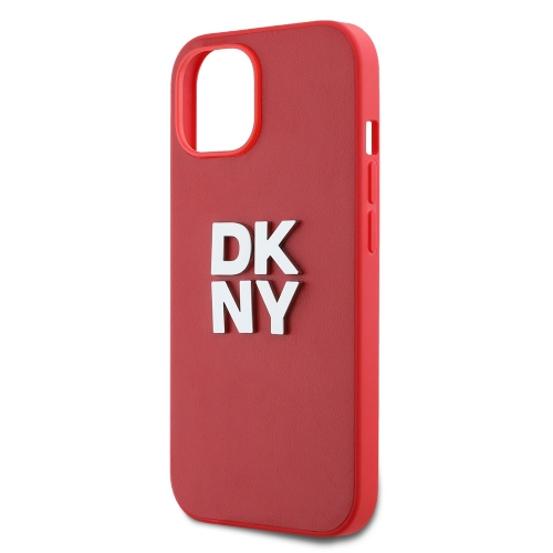 Калъф DKNY PU Leather Stack Logo Wrist Strap за iPhone 15, DKHCP15SPBSWSP, Червен