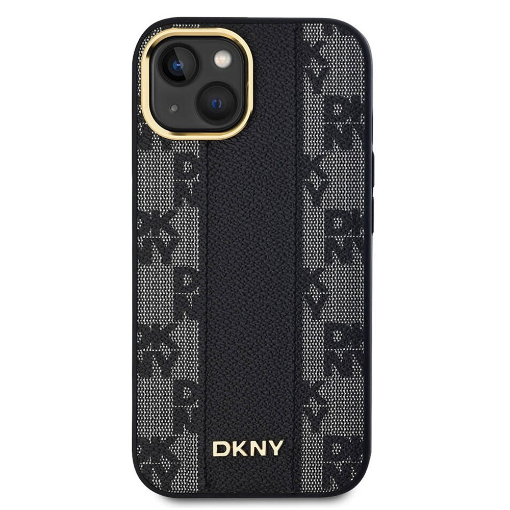 Калъф DKNY PU Leather Checkered Pattern MagSafe за iPhone 15, DKHMP15SPCPVSLK, Черен