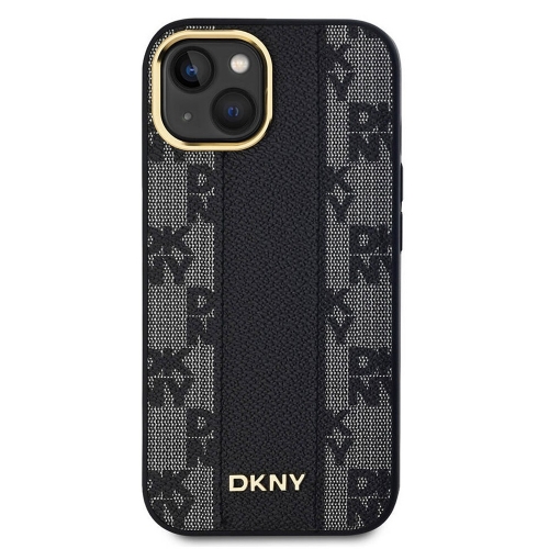 Калъф DKNY PU Leather Checkered Pattern MagSafe за iPhone 15, DKHMP15SPCPVSLK, Черен