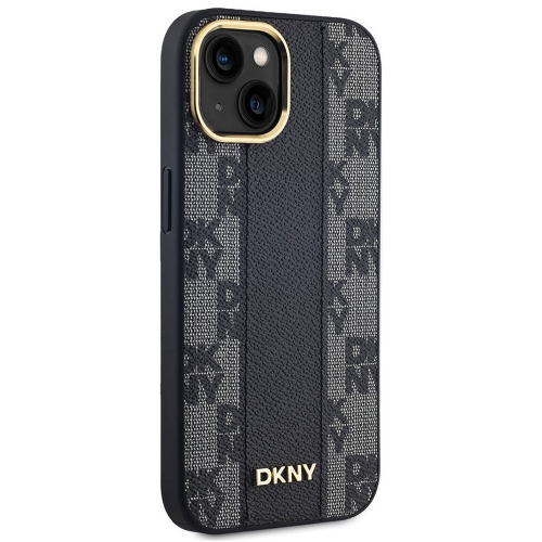 Калъф DKNY PU Leather Checkered Pattern MagSafe за iPhone 15, DKHMP15SPCPVSLK, Черен