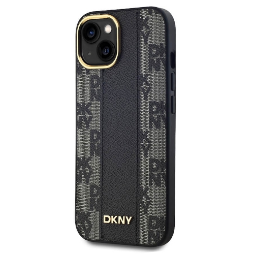 Калъф DKNY PU Leather Checkered Pattern MagSafe за iPhone 15, DKHMP15SPCPVSLK, Черен