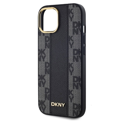 Калъф DKNY PU Leather Checkered Pattern MagSafe за iPhone 15, DKHMP15SPCPVSLK, Черен