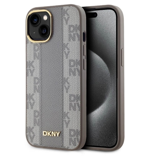 Калъф DKNY PU Leather Checkered Pattern MagSafe за iPhone 15, DKHMP15SPCPVSLE, Бежов