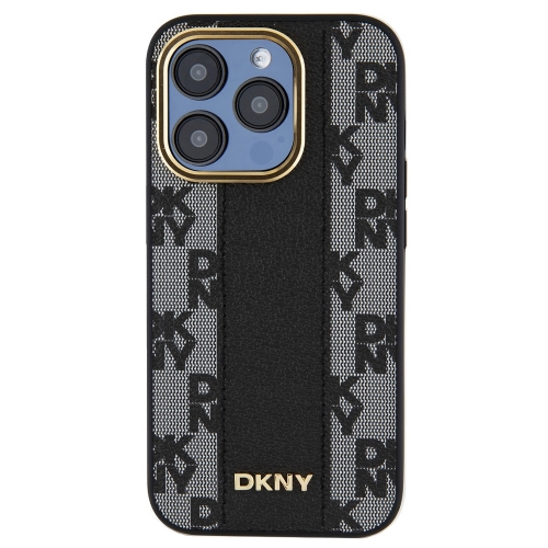 Калъф DKNY PU Leather Checkered Pattern MagSafe за iPhone 15 Pro, DKHMP15LPCPVSLK, Черен