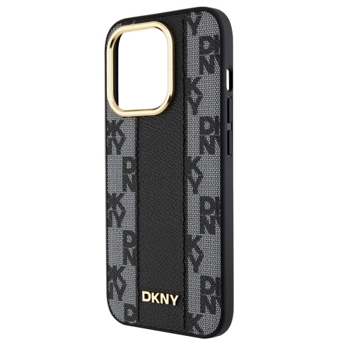 Калъф DKNY PU Leather Checkered Pattern MagSafe за iPhone 15 Pro Max, DKHMP15XPCPVSLK, Черен