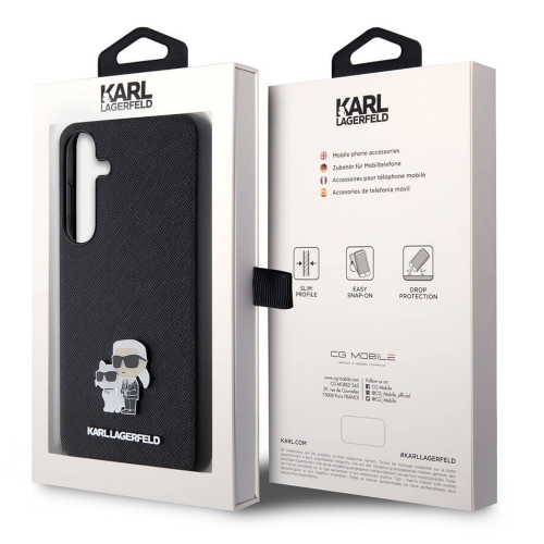Калъф Karl Lagerfeld PU Saffiano Metal Karl and Choupette за Samsung Galaxy S24 Plus, KLHCS24MPSAKCMPK, Черен