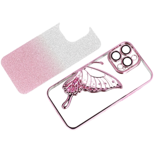 Силиконов калъф Butterfly Water за iPhone 15 Pro Max, Розово