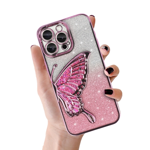 Силиконов калъф Butterfly Water за iPhone 15 Pro Max, Розово