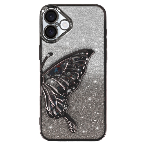 Силиконов калъф Butterfly Water за iPhone 16, Черен