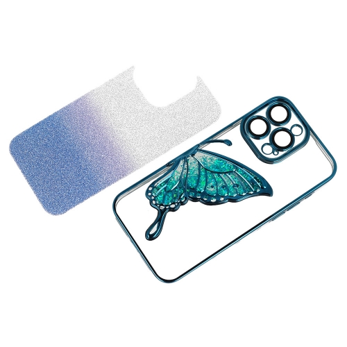 Силиконов калъф Butterfly Water за iPhone 16 Pro Max, Син