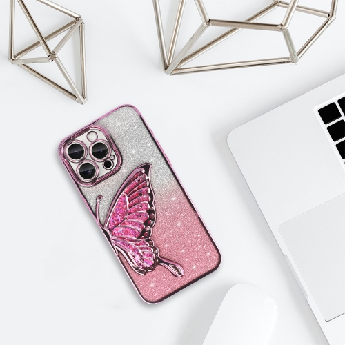 Силиконов калъф Butterfly Water за iPhone16 Pro Max, Розов