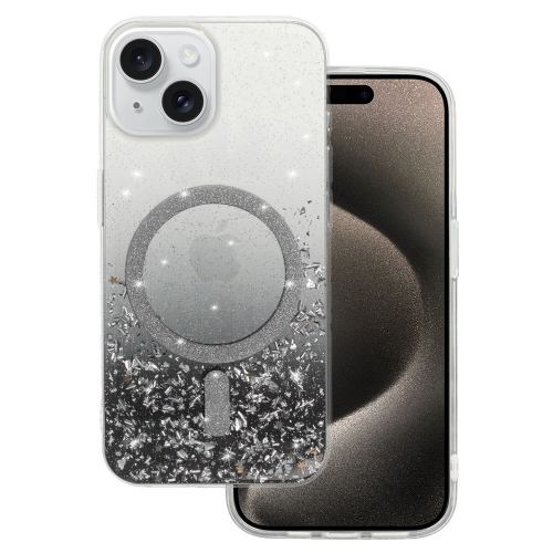 Удароустойчив калъф Moonlite MagSF за iPhone 15, Черен- прозрачен