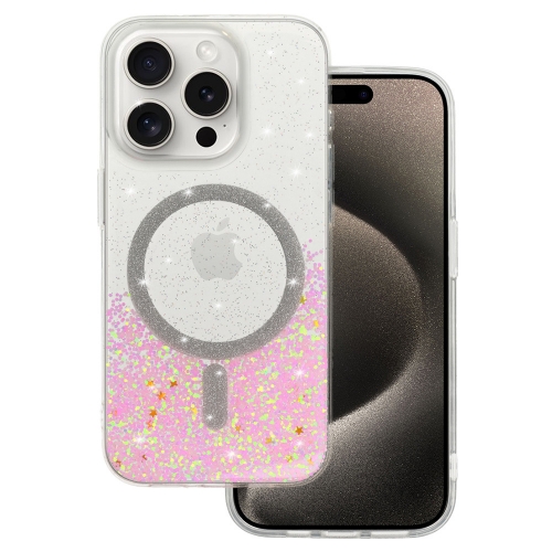 Удароустойчив калъф Moonlite MagSF за iPhone 15 Pro Max, Розов - прозрачен