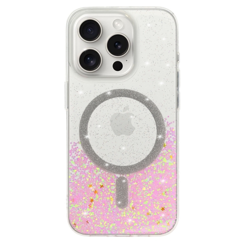 Удароустойчив калъф Moonlite MagSF за iPhone 15 Pro, Розов - прозрачен