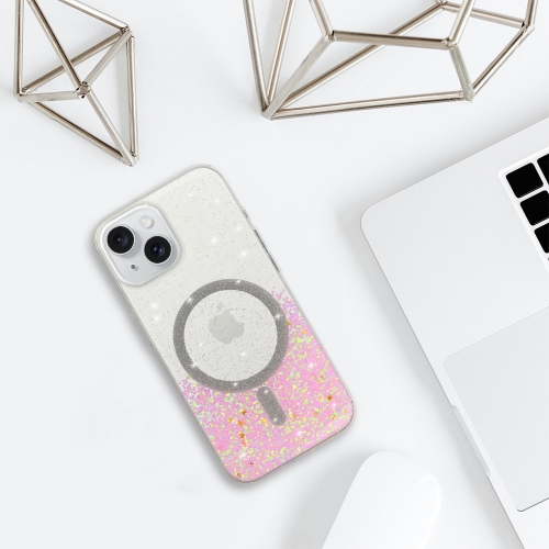 Удароустойчив калъф Moonlite MagSF за iPhone 15, Розов - прозрачен