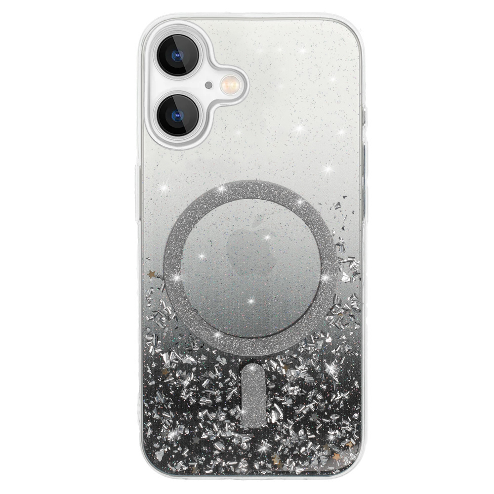 Удароустойчив калъф Moonlite MagSF за iPhone 16, Черен - прозрачен
