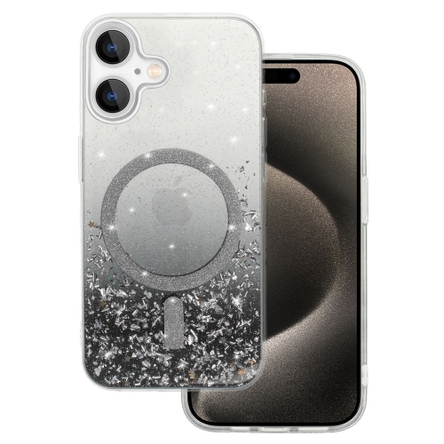 Удароустойчив калъф Moonlite MagSF за iPhone 16, Черен - прозрачен