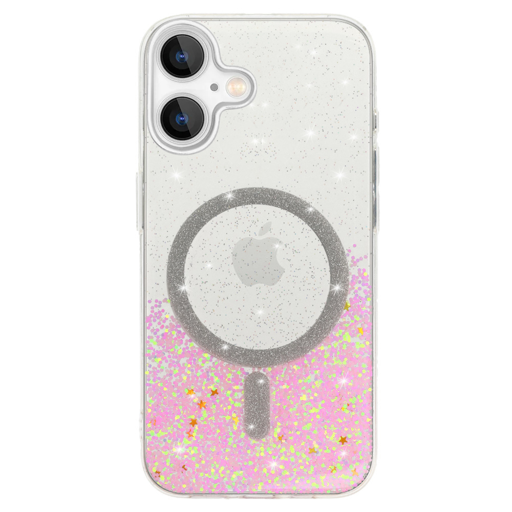 Удароустойчив калъф Moonlite MagSF за iPhone 16 Plus, Розов - прозрачен