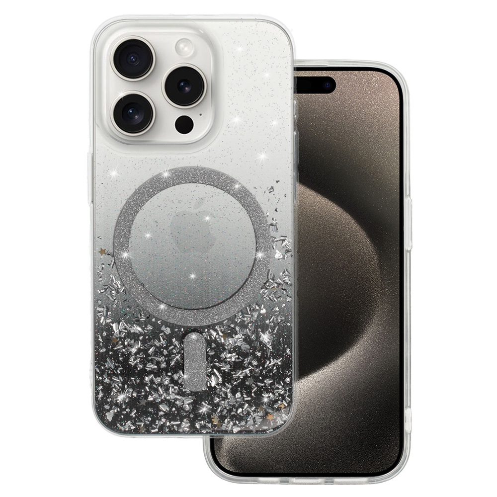 Удароустойчив калъф Moonlite MagSF за iPhone 16 Pro, Черен - прозрачен