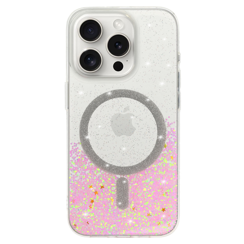 Удароустойчив калъф Moonlite MagSF за iPhone 16 Pro Max, Розов - прозрачен