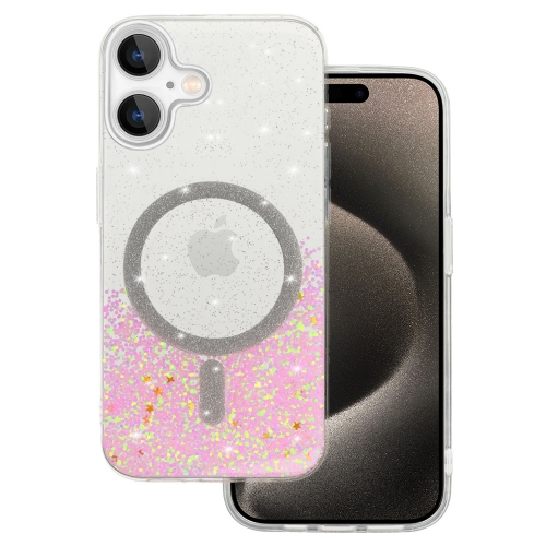 Удароустойчив калъф Moonlite MagSF за iPhone 16, Розов - прозрачен