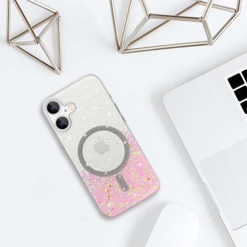 Удароустойчив калъф Moonlite MagSF за iPhone 16, Розов - прозрачен