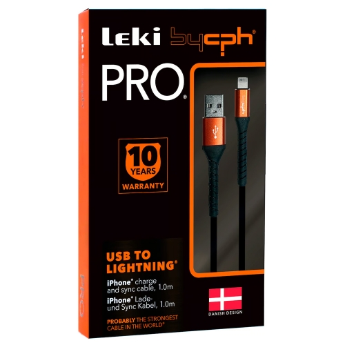 Кабел Leki bycph Pro от USB към Lightning, 1m, Черен