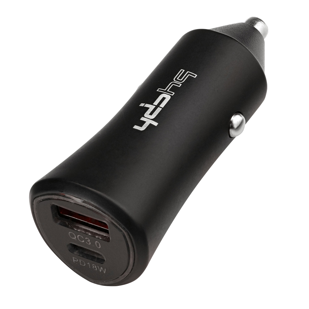 Зарядно за кола 12V Leki bycph Pro Car Charger, PD, 1xUSB-A и 1xUSB-C, Черен