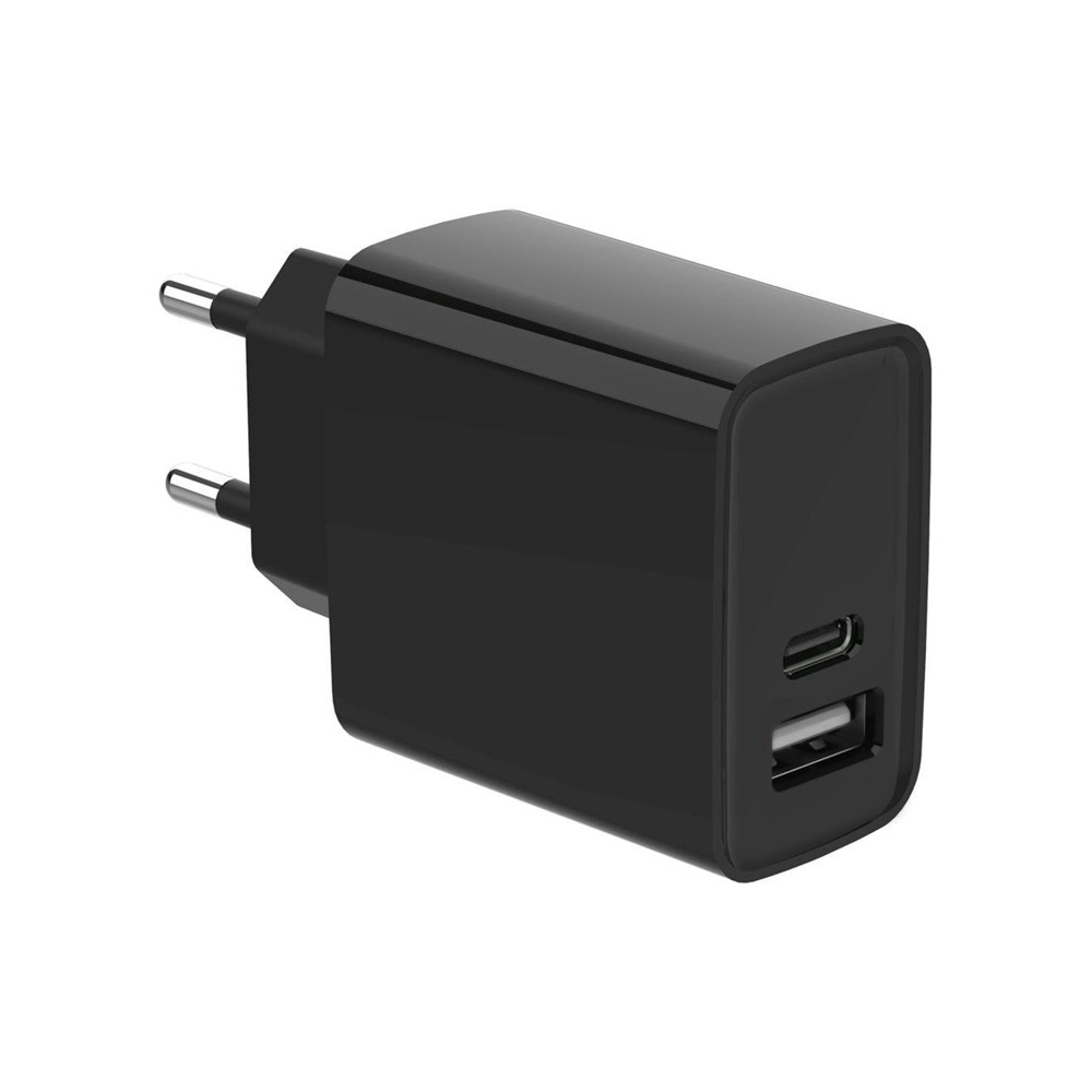 Зарядно 220V Leki bycph Pro 20W, 1xUSB, 1xUSB-C, Черен