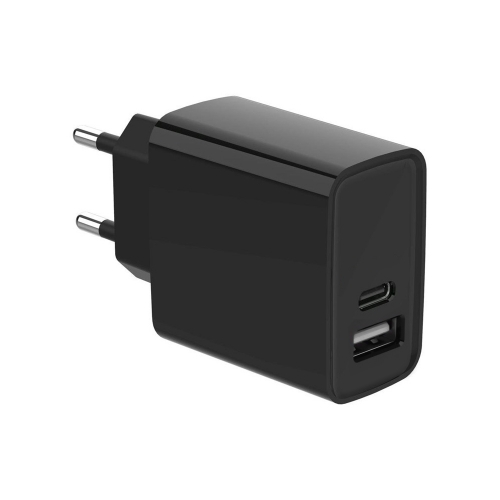 Зарядно 220V Leki bycph Pro 20W, 1xUSB, 1xUSB-C, Черен