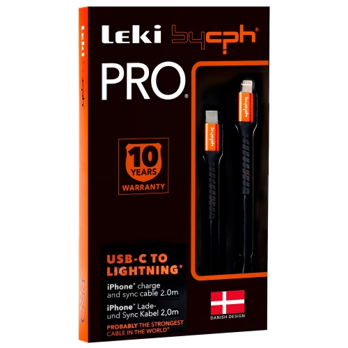 Кабел Leki bycph Pro от USB-C към Lightning, 2m, Черен