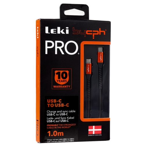 Кабел Leki bycph Pro от USB-C към USB-C, 1m, Черен