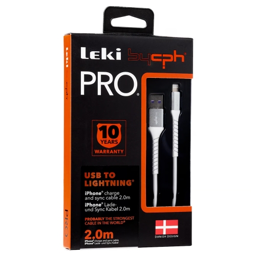 Кабел Leki bycph Pro от USB към Lightning, 2m, Бял