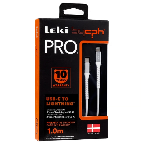 Кабел Leki bycph Pro от USB-C към Lightning, 1m, Бял