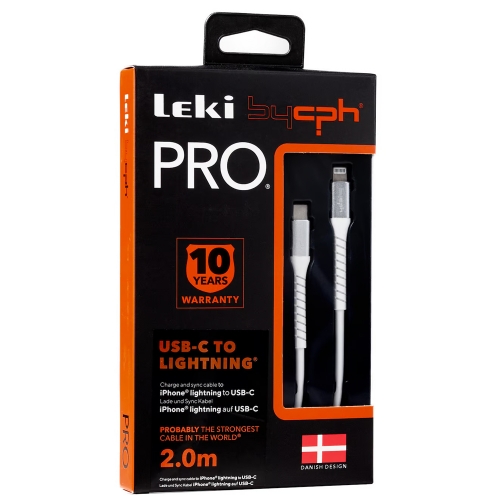 Кабел Leki bycph Pro от USB-C към Lightning, 2m, Бял
