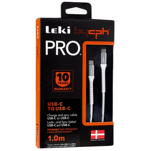 Кабел Leki bycph Pro от USB-C към USB-C, 100W, 1m, Бял