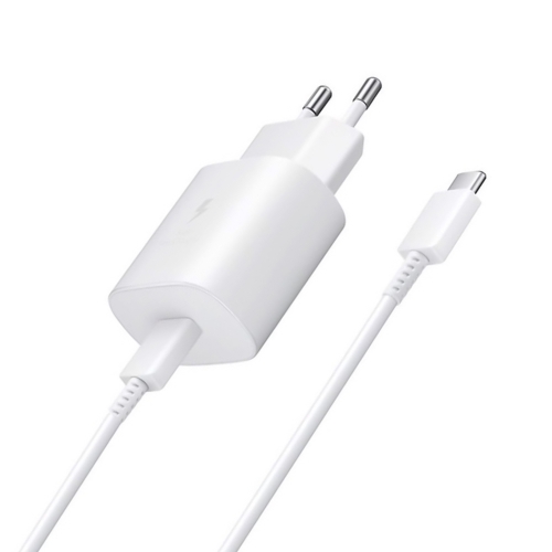 Зарядно SAMSUNG EP-TA800EWE 25W, с кабел EP-DA905BWE USB-C към USB-C, Бял, bulk