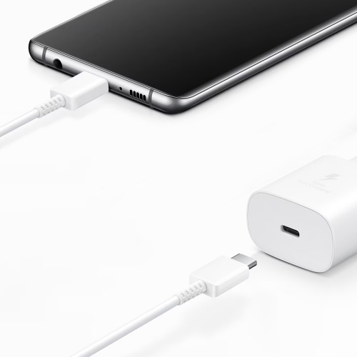 Зарядно SAMSUNG EP-TA800EWE 25W, с кабел EP-DA905BWE USB-C към USB-C, Бял, bulk