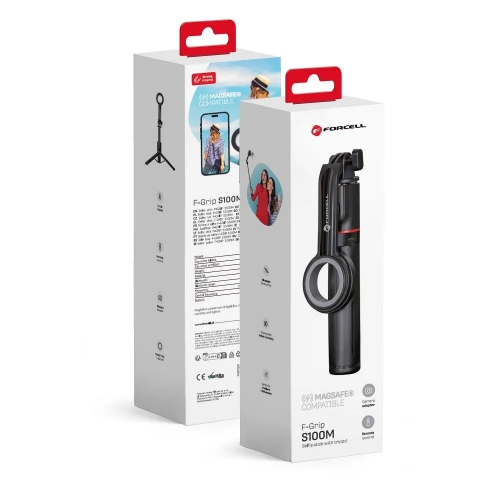 Селфи Стик Forcell F-Grip MagSelfie S100M, wireless control, Черен