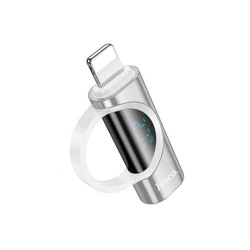 Адаптер HOCO UA32B  Lightning (male) to USB C (female), wint digital display, 2.4A, 27W, Сребрист