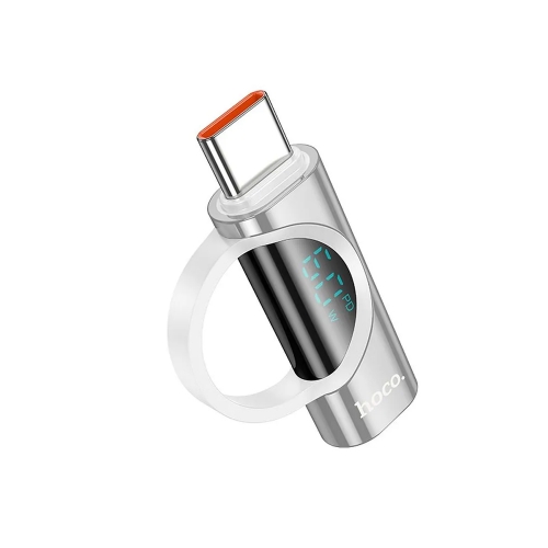 Адаптер HOCO UA32A Type C (male) to Type C (female), wint digital display, 3A, 60W, Сребрист