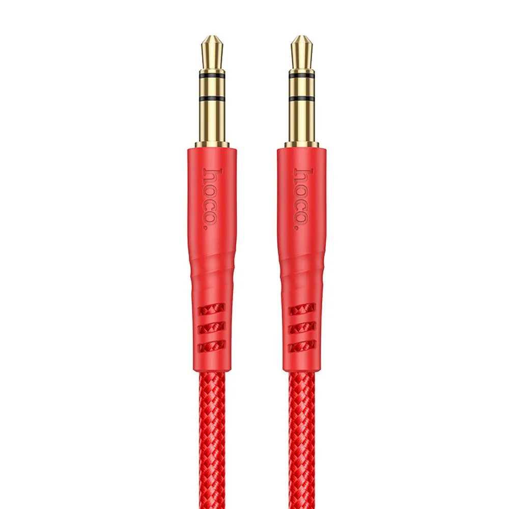 Аудио кабел AUX HOCO UPA24, 3.5mm към 3.5mm, 1 м, Червен