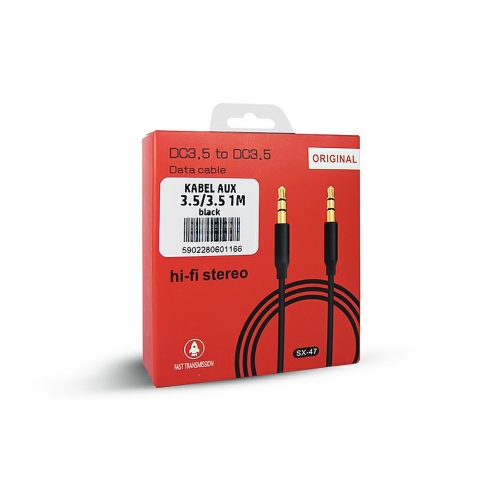 Аудио кабел ARMOR AUX 3.5 към 3.5 mm, 1M, SX-47, Черен