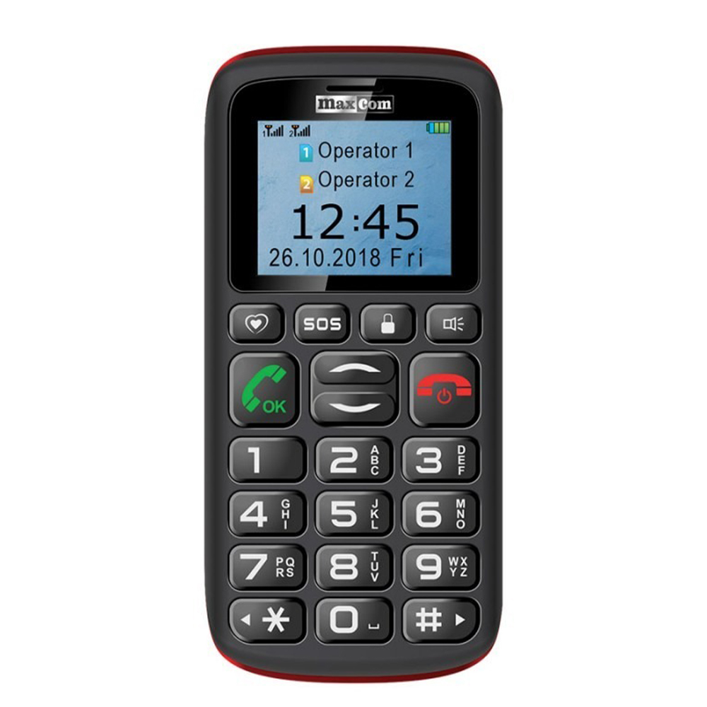 Мобилен телефон MAXCOM MM428 Light DS, Черен - червен