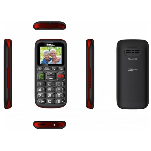 Мобилен телефон MAXCOM MM428 Light DS, Черен - червен