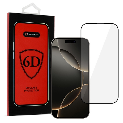 Стъклен протектор 6D Pro Full Glue за iPhone 16 Pro Max, Черен