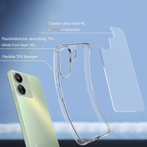 Удароустойчив калъф Super Hybrid за Xiaomi Redmi 13C, Прозрачен