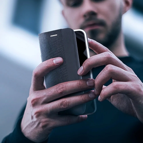 Калъф Тефтер SENSITIVE за Xiaomi Redmi 14C, Черен